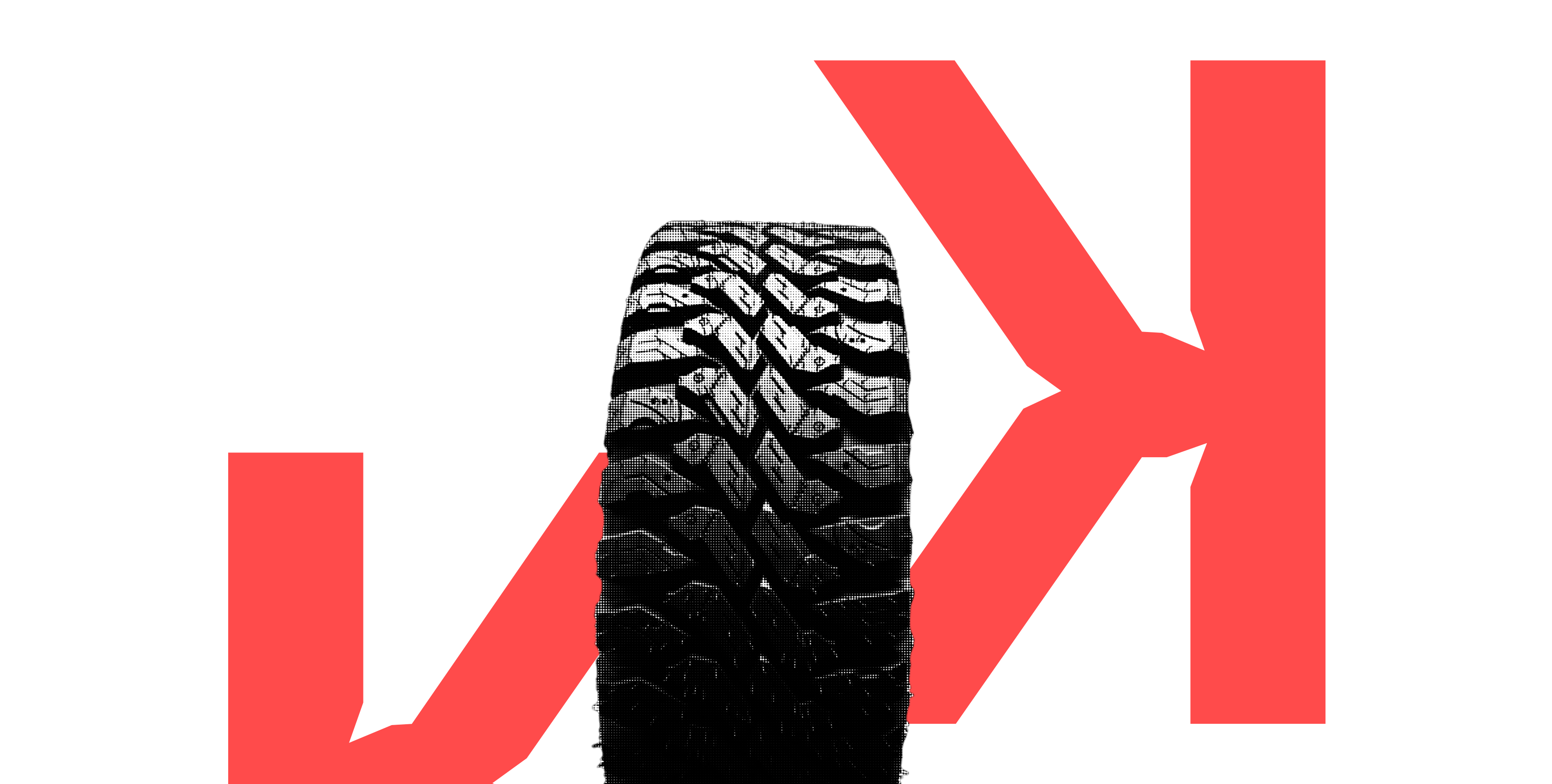 Two Ks kicking a tire