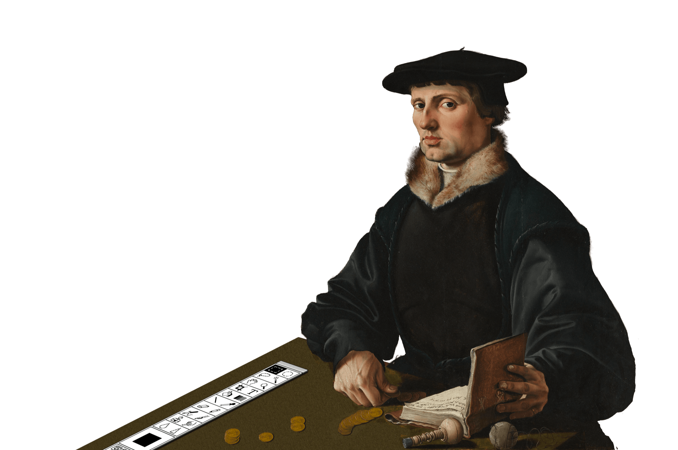 renaissance man with photoshop-toolbar and cash