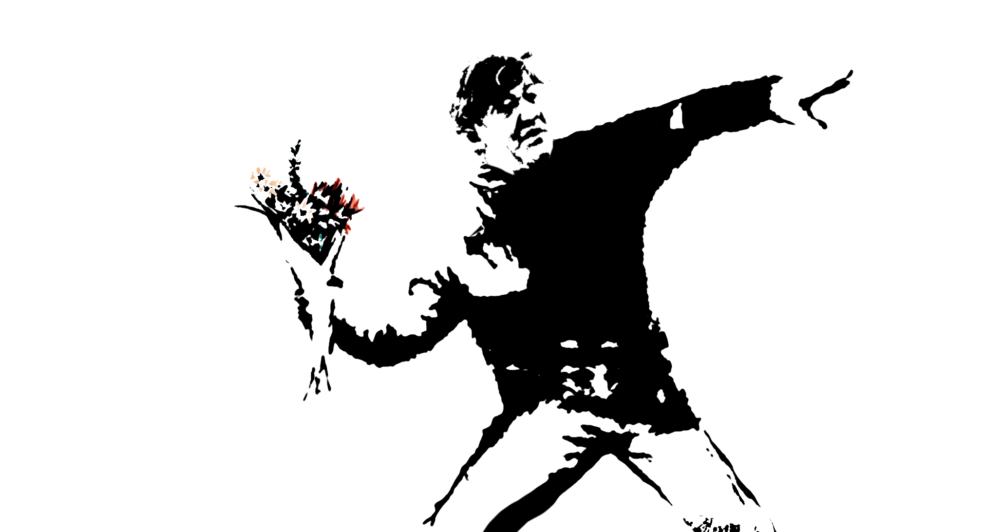 Stephen Fry on iA Writer Throwing Flowers Banksy Style