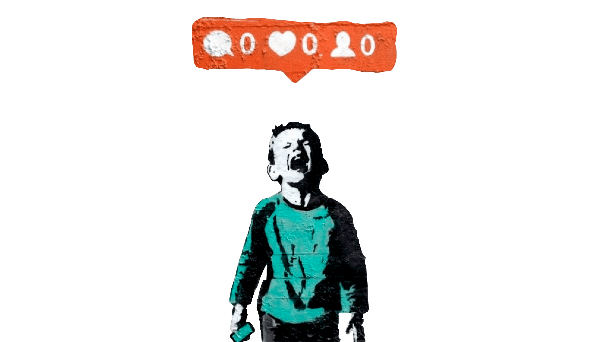Boy Crying because he got not Facebook Likes, by Banksy