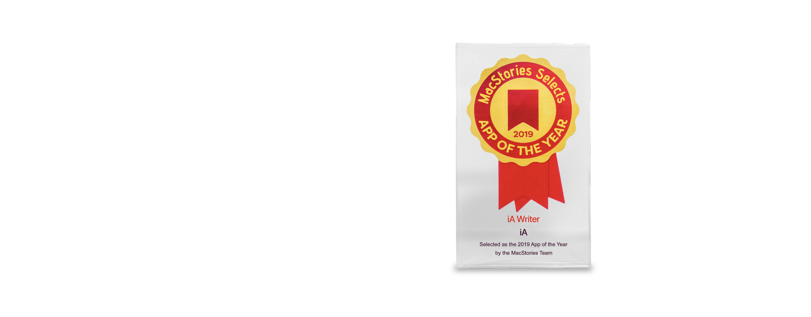 The number 2019 in bold white, with the MacStories App of the Year award icon replacing the number 1