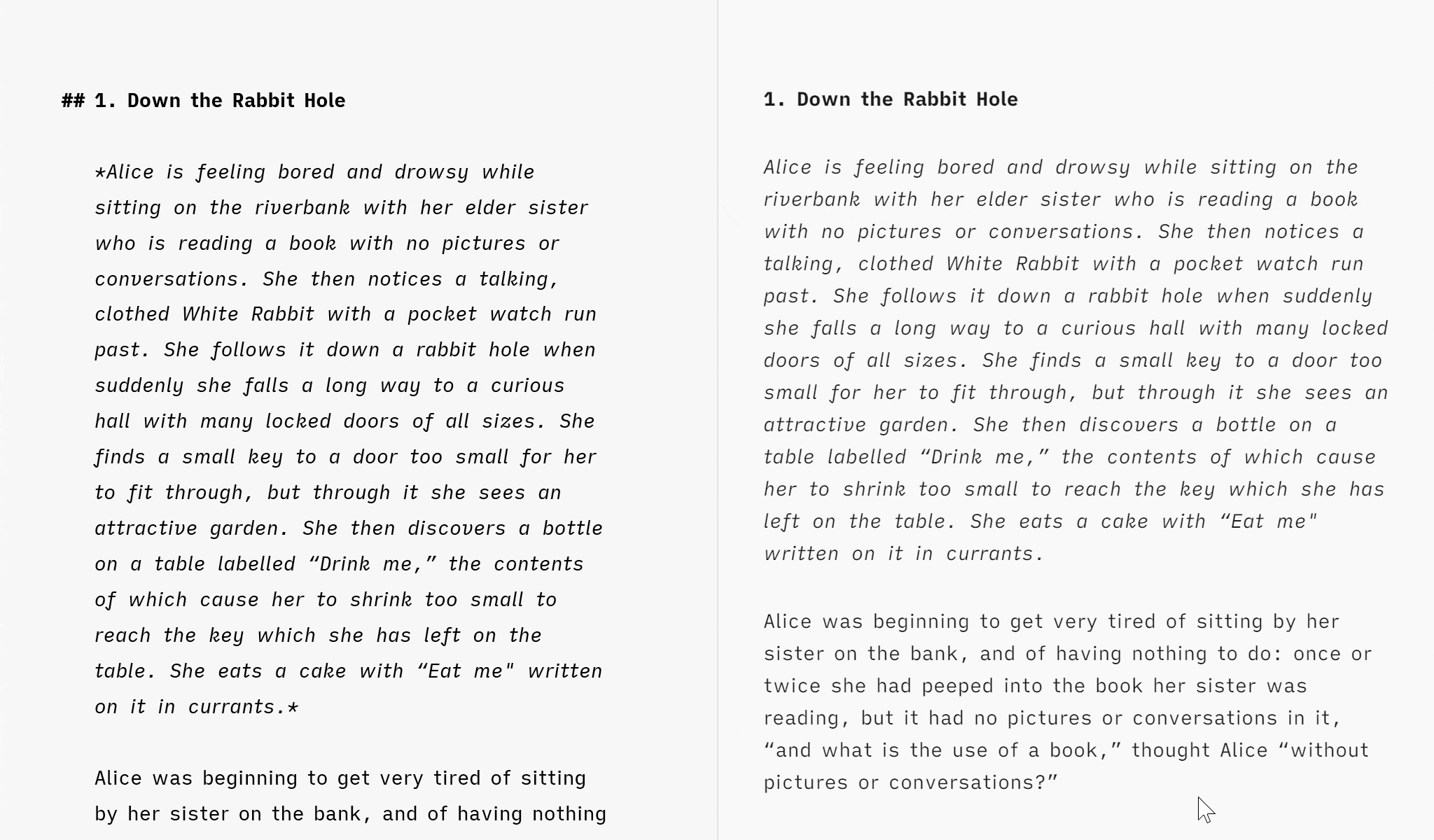 GIF showing simultaneous scrolling between Editor and Preview