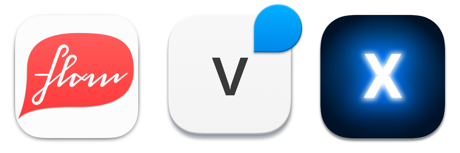 example icons for flow, verve, and X