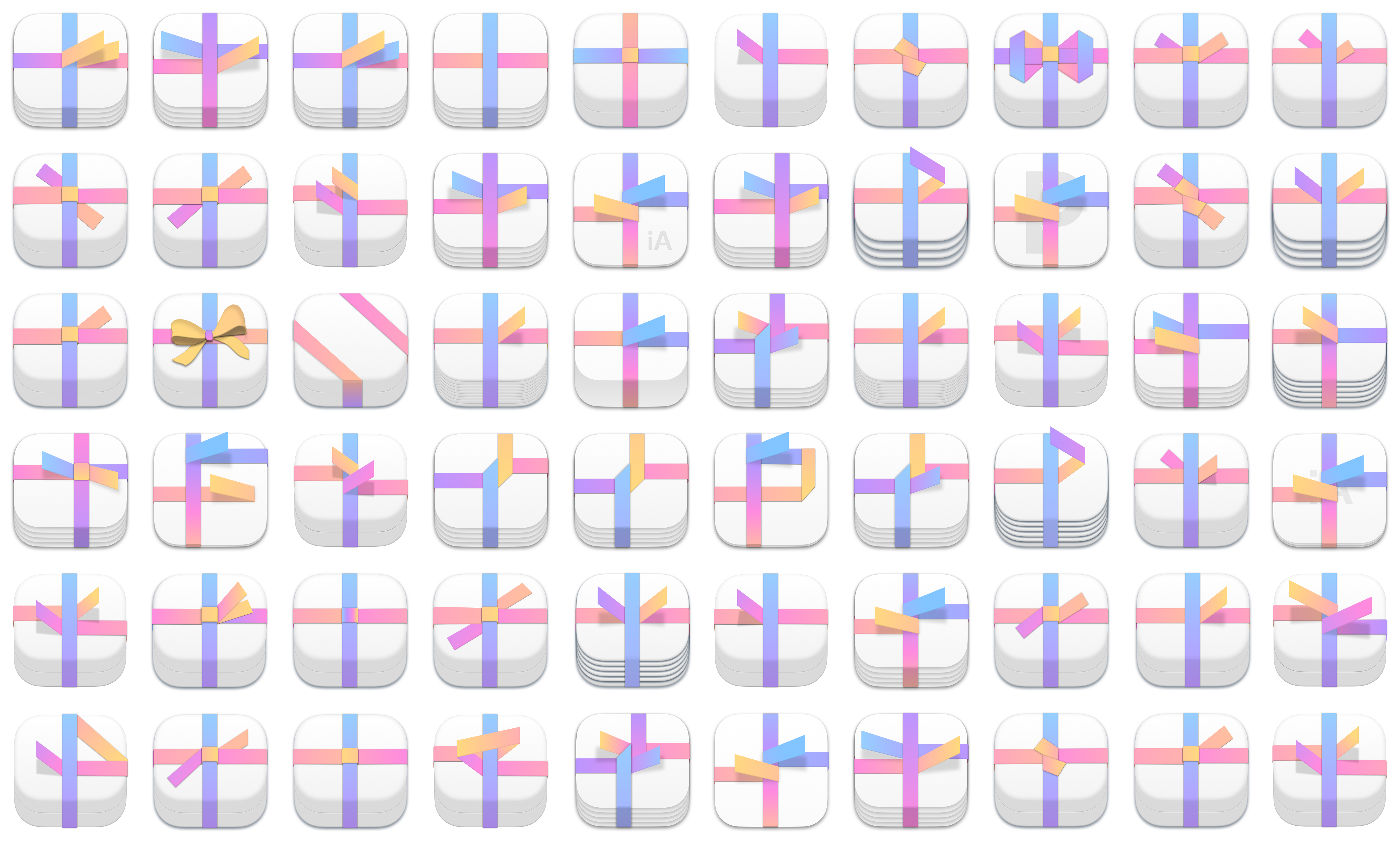 image showing the many proposed variations on iA Presenter app logo