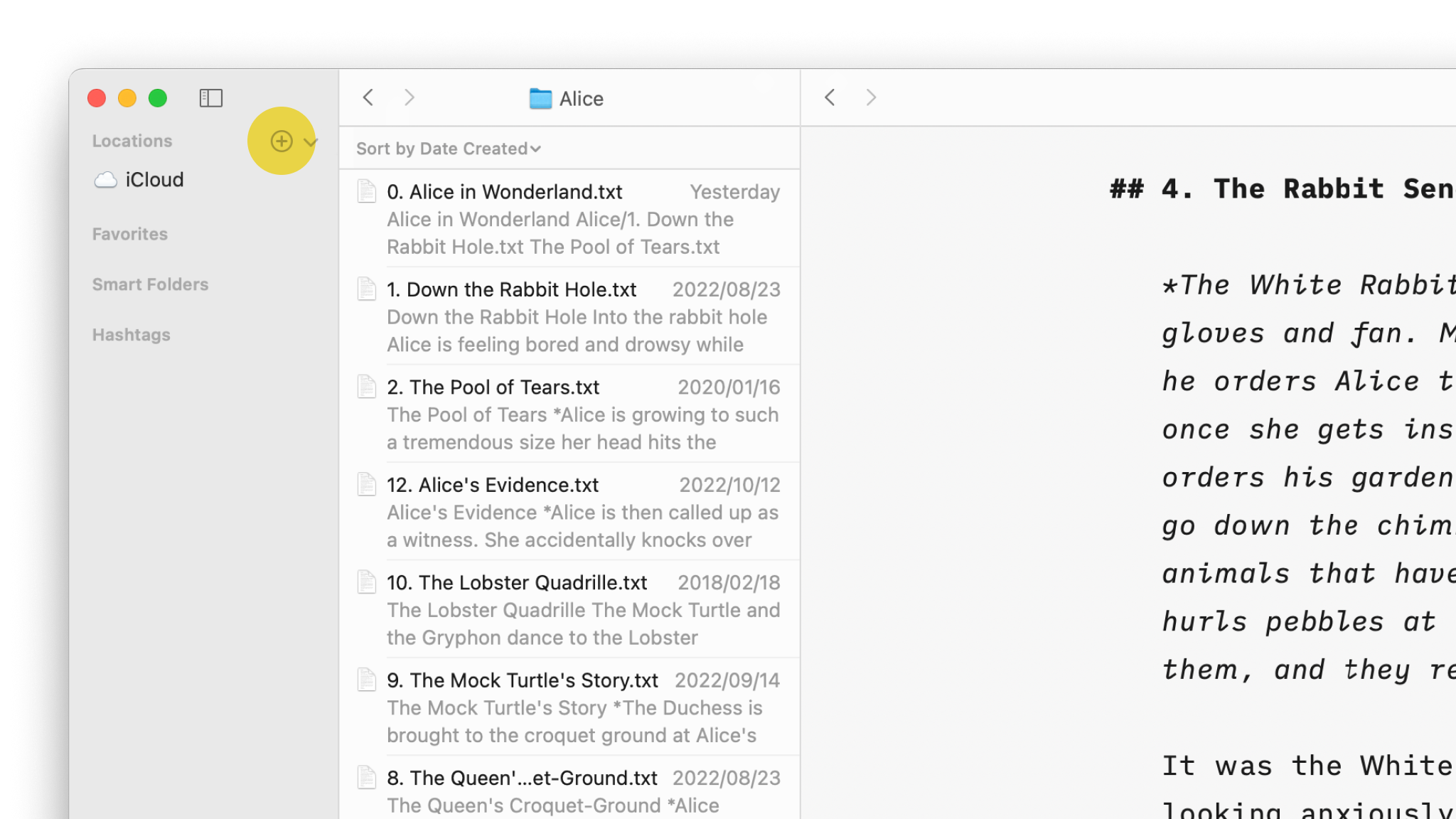 The Library panel with the Add location button on the top-left highlighted.