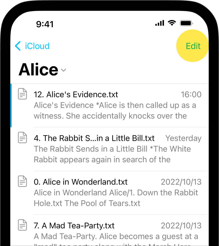 A screenshot of the Files List with the 