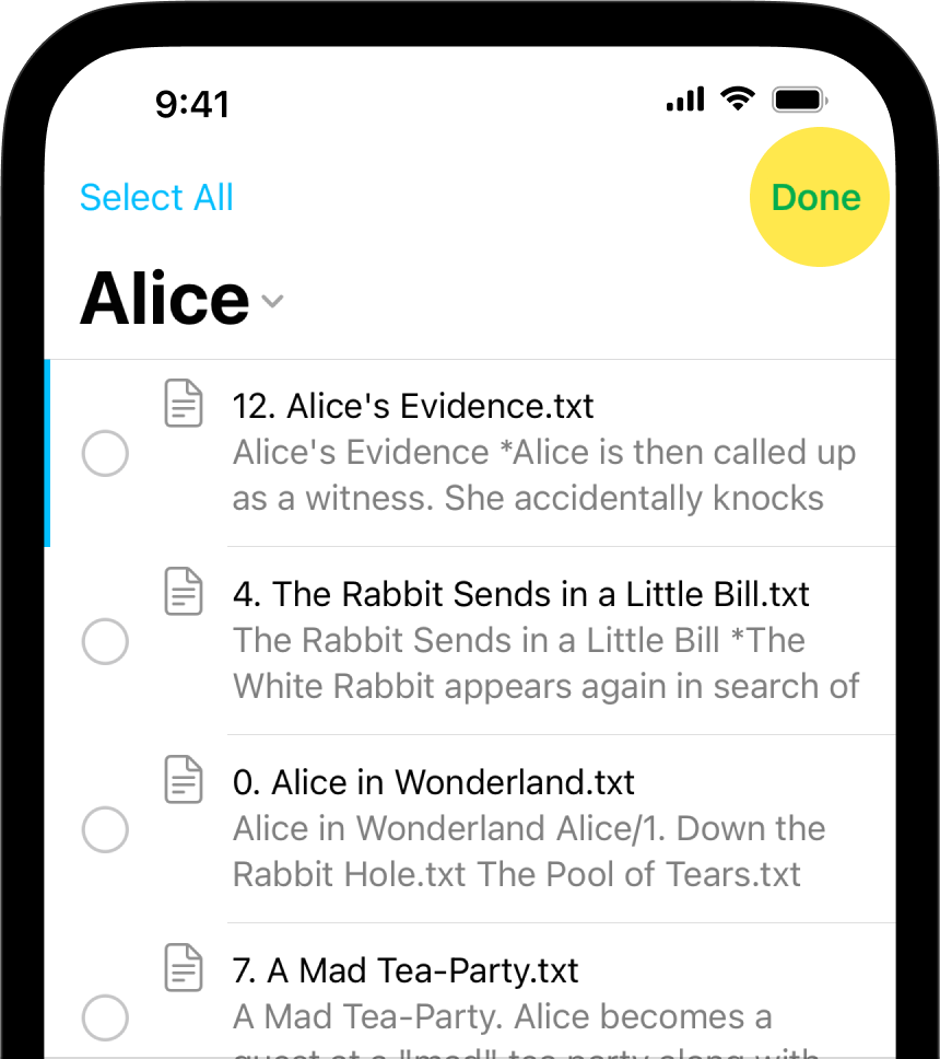 A screenshot of the Files List with the 