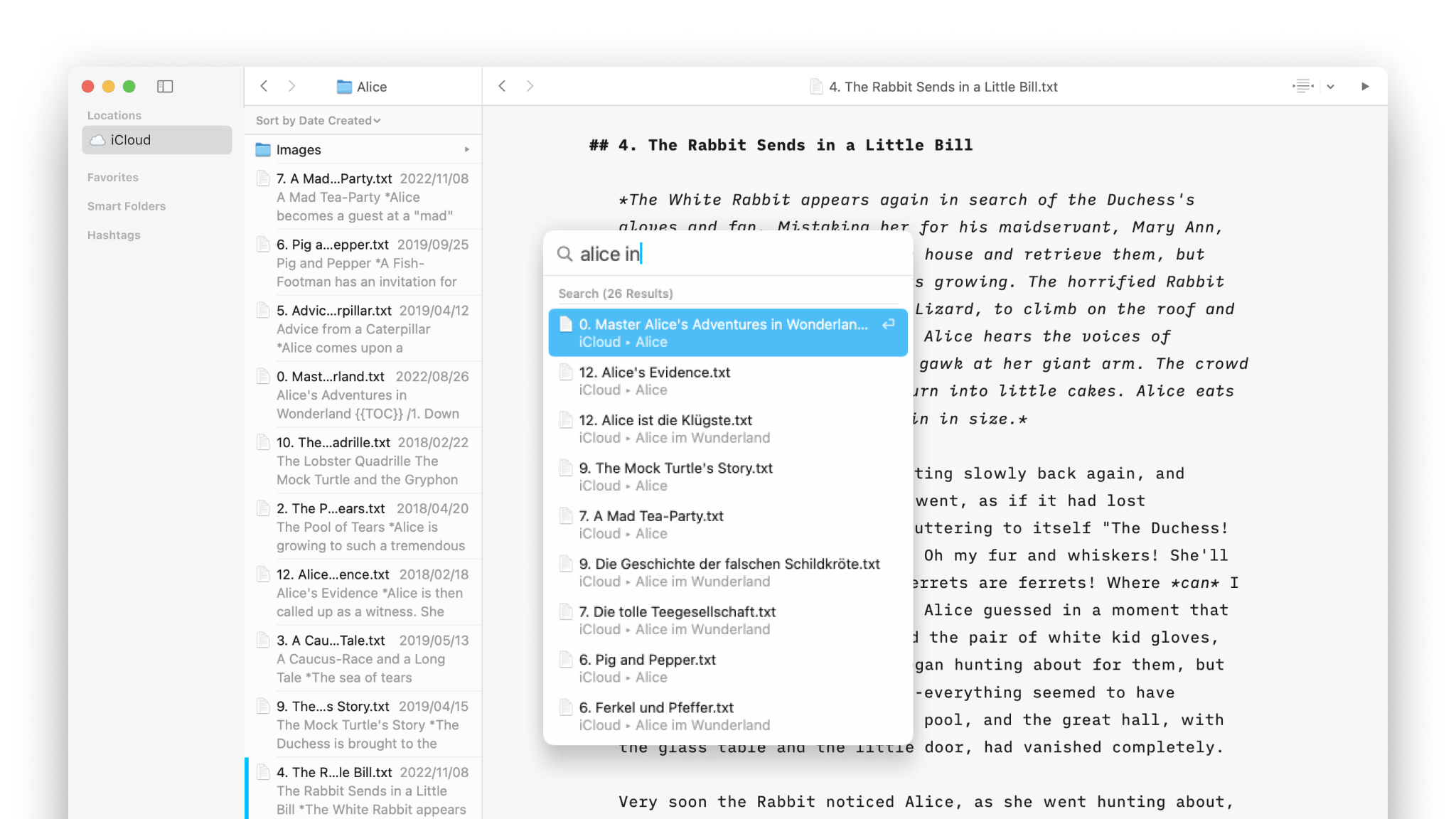 A screenshot of a pop-up menu opened over a text, with the search icon at the top.