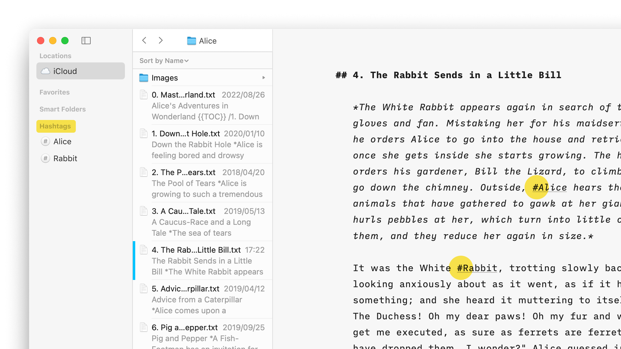 A screenshot of the Library's hashtag section with the hashtags used in the text on the right highlighted.