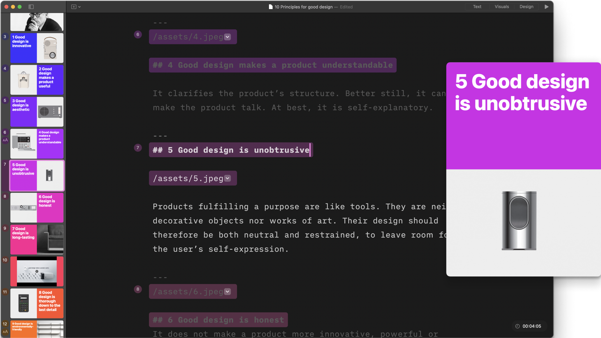 A screenshot showing the Editor opened and the preview window resized, so with a different layout than the thumbnail.