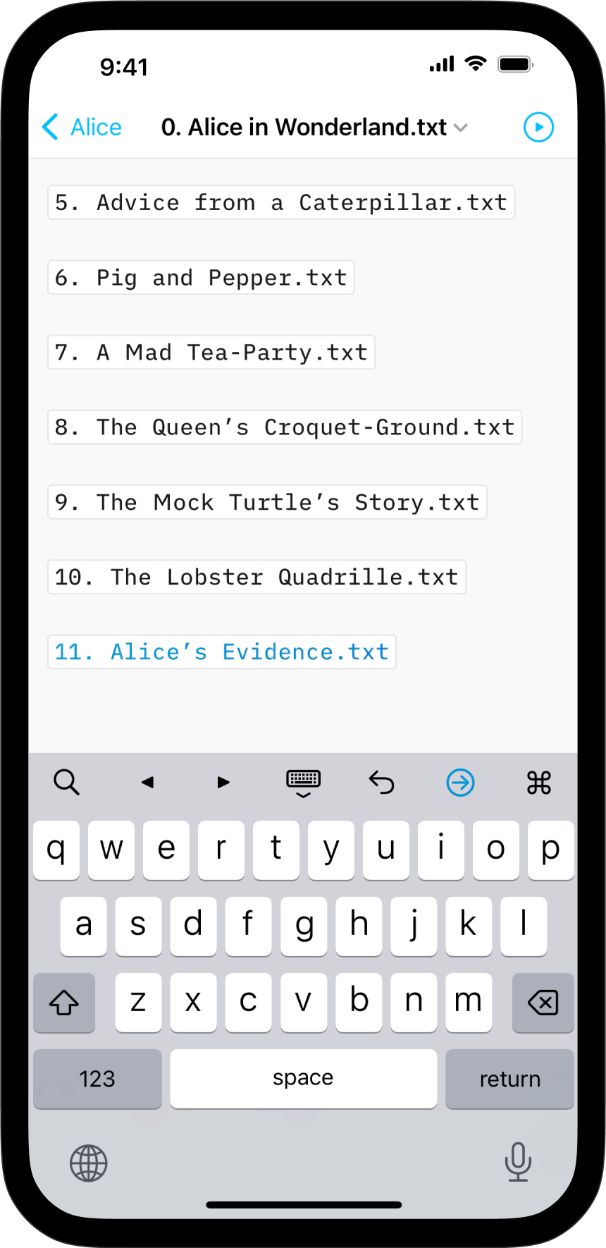 A screenshot of the Editor with a list of files added as Content Blocks.