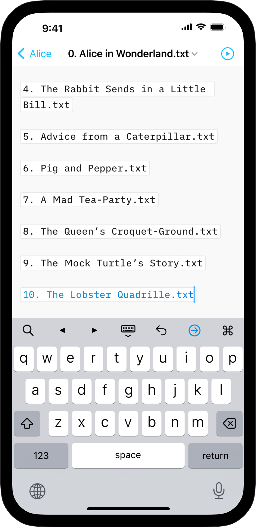 A screenshot of the Editor with a list of files added as Content Blocks.