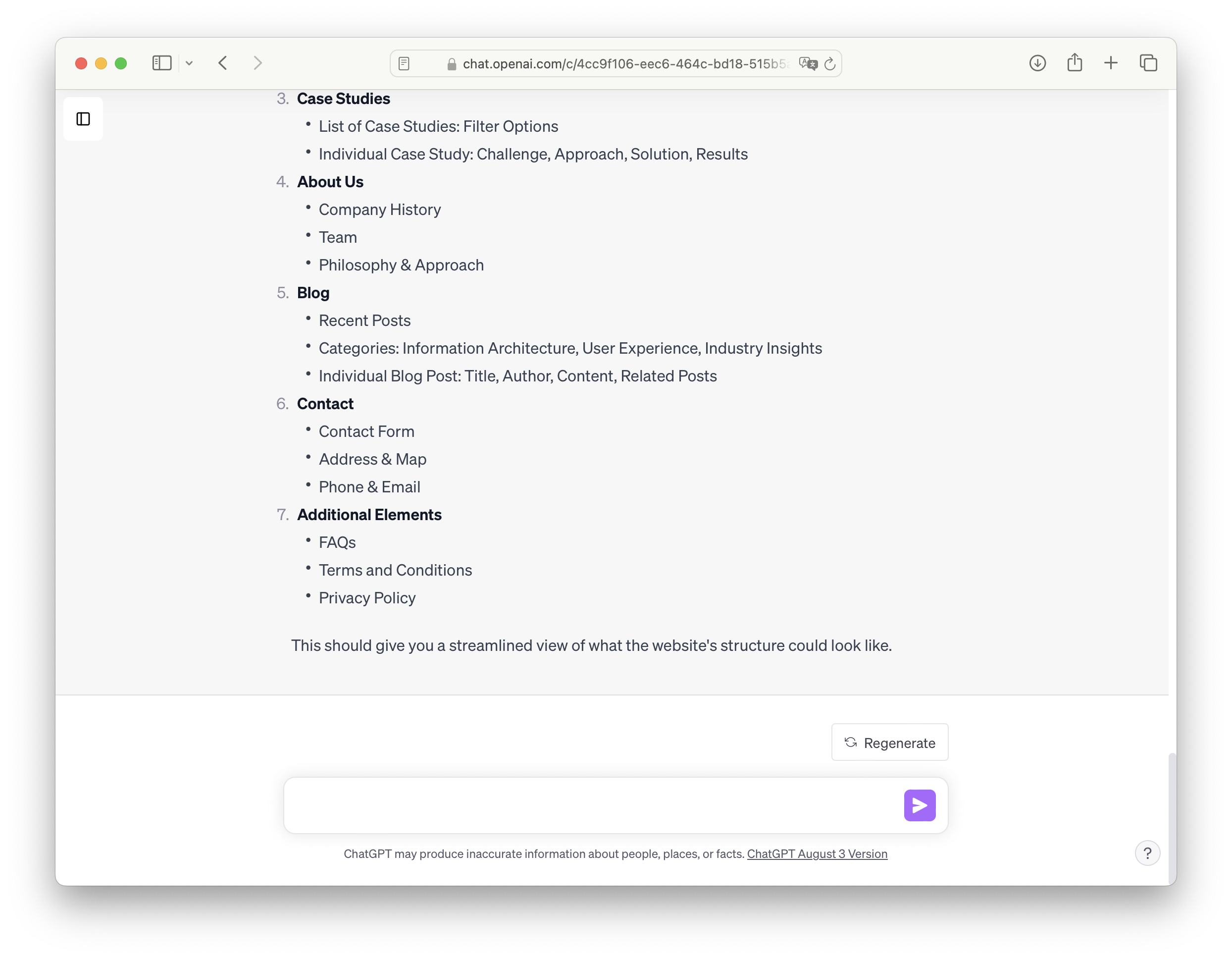 ChatGPT giving the answer to the previous prompt