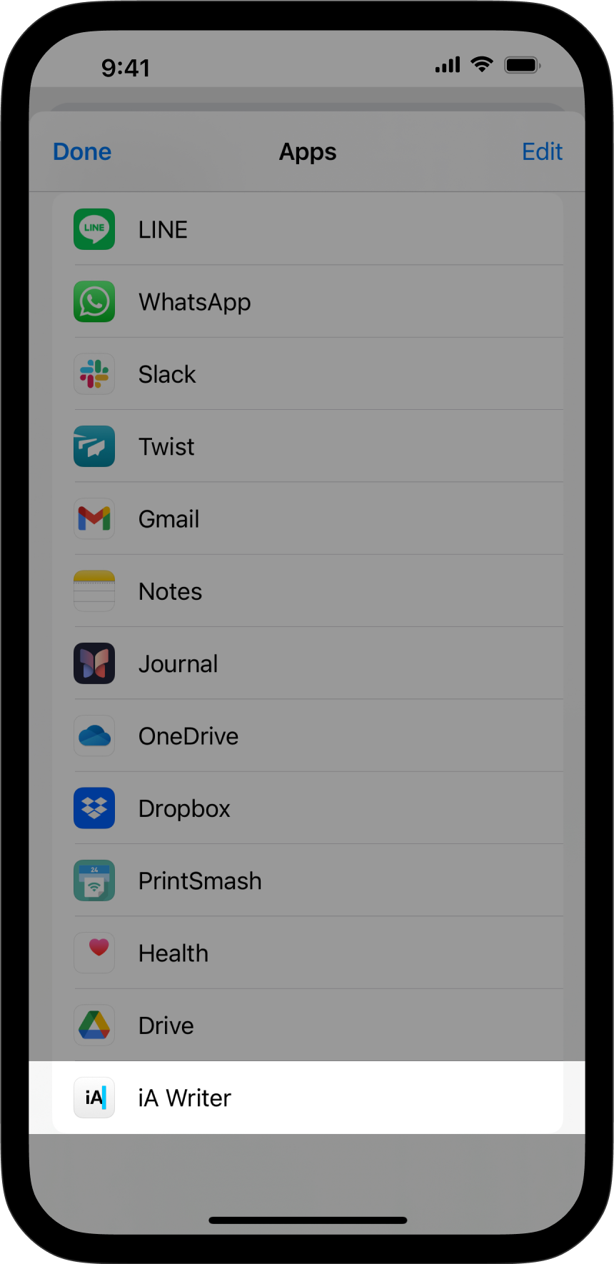 A screenshot of the iOS Apps menu with 