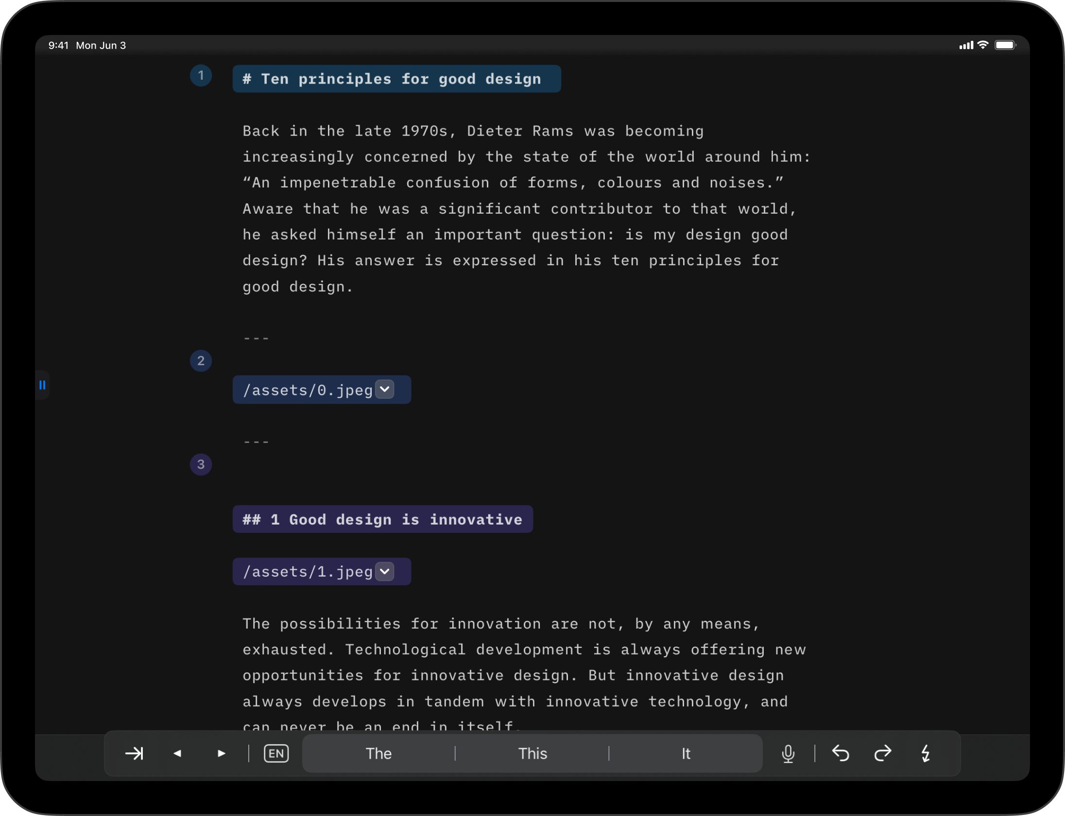 Editor iPad - iA