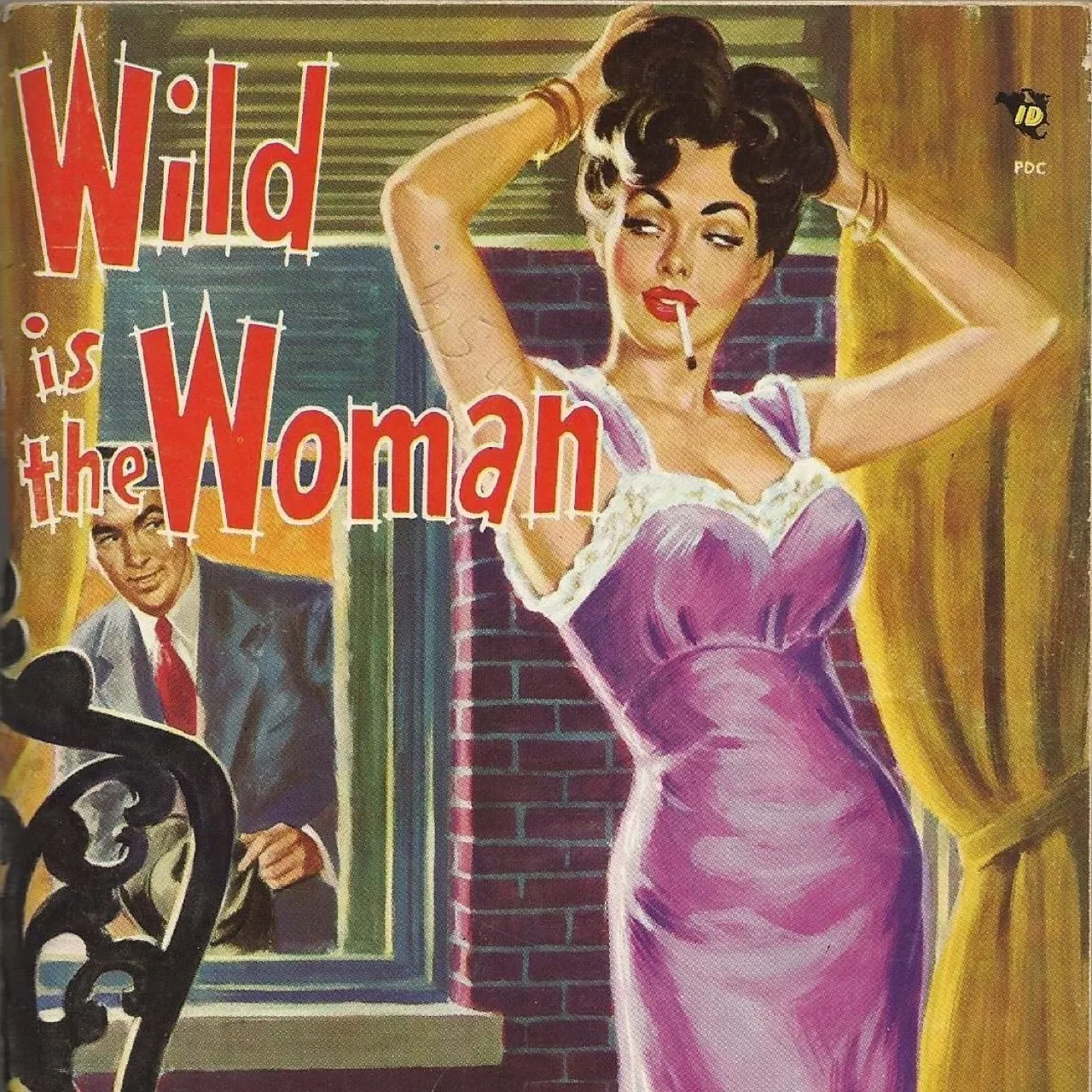 A poster image of a movie, with a woman in her house and a man watching her from a window