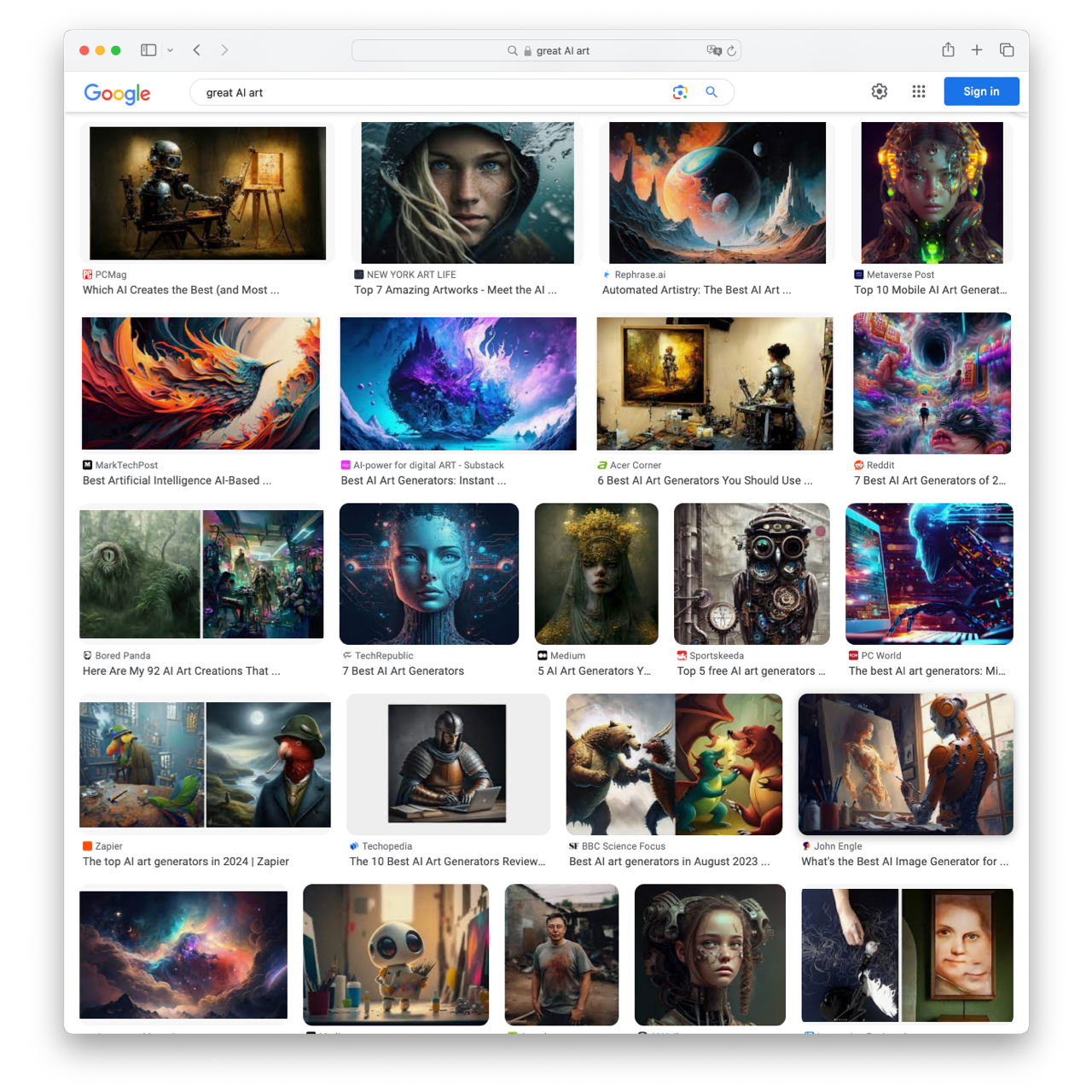 A grid of multiples AI-generated images
