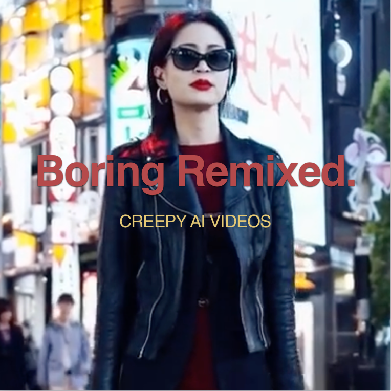 Photo of a bigger AI-Generated image of a woman in Shibuya for a cover