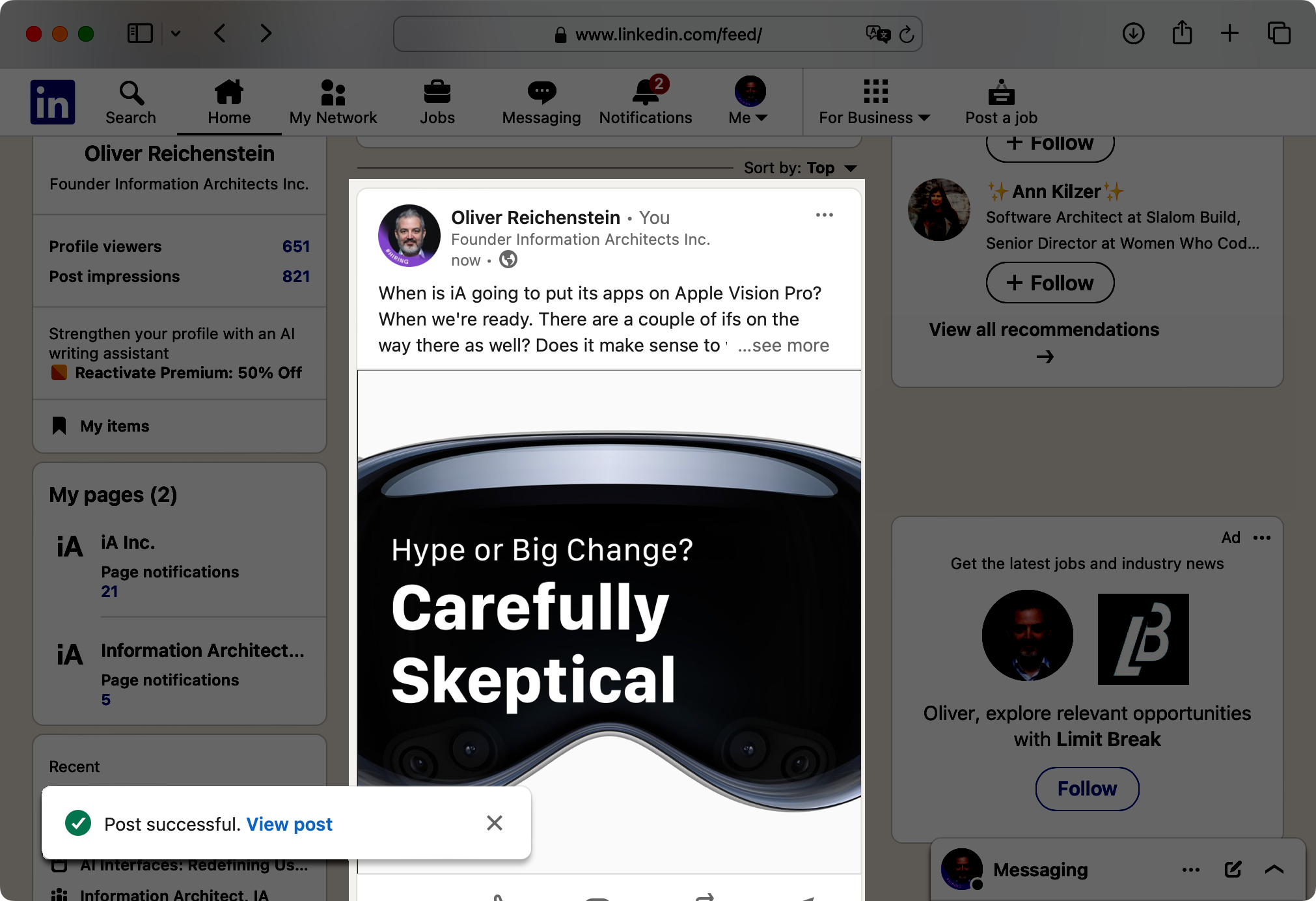 Preview window of a LinkedIN post with a PDF as a slide-show