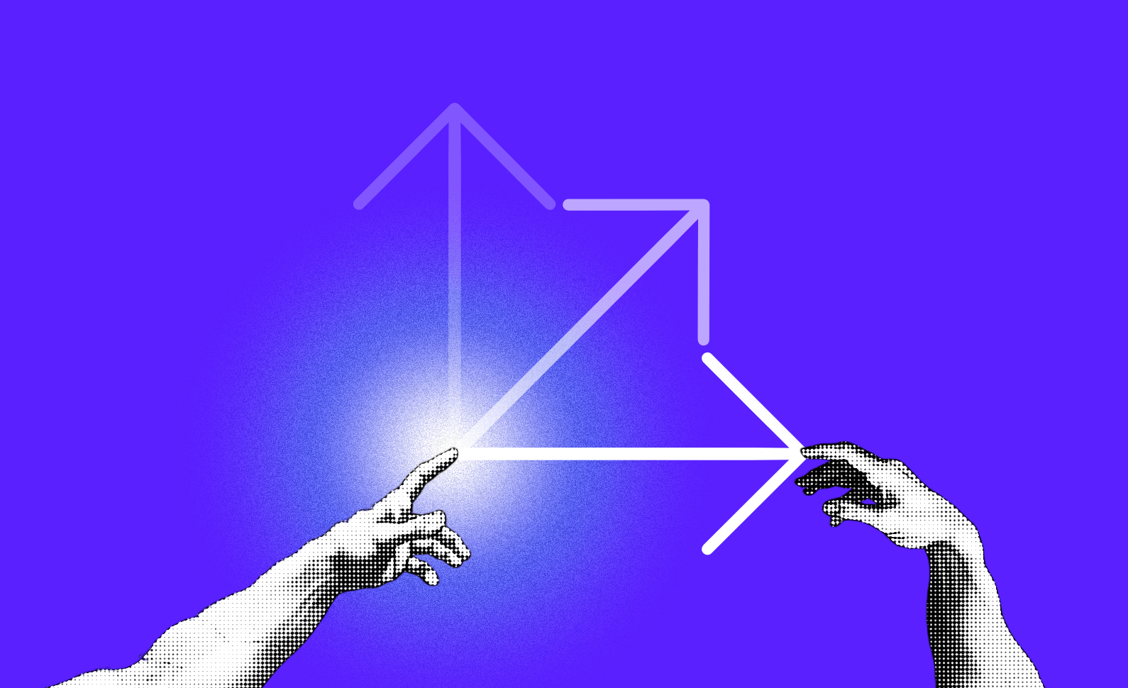 image of: sharing two hands three-arrows