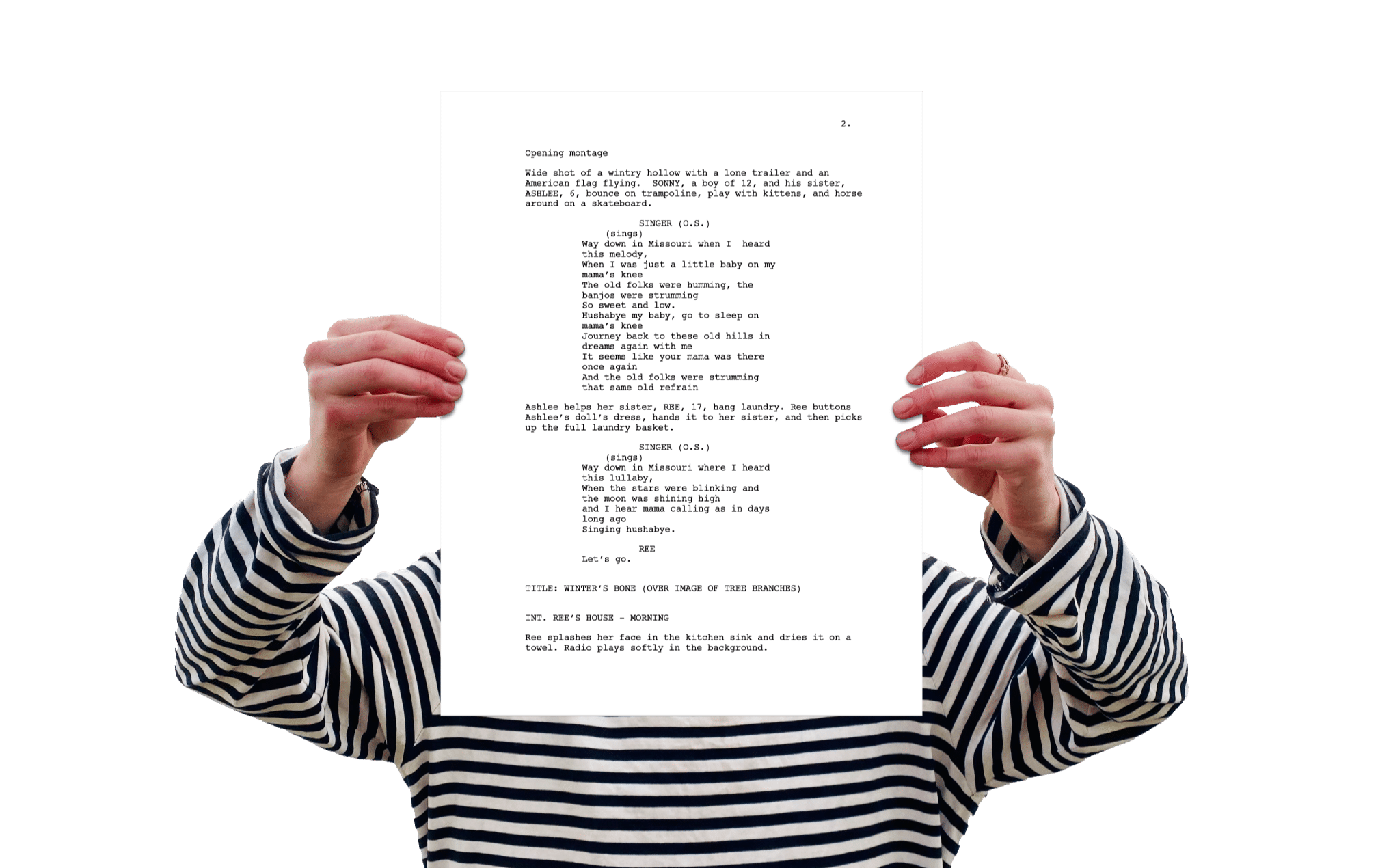 image of person holding a screenplay: the art of screenwriting.