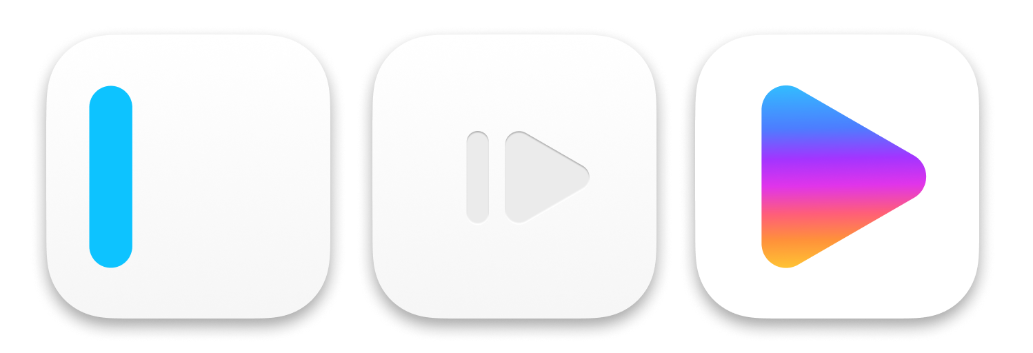 3 icons: "i" as a caret for Writer, a play icon for Presenter