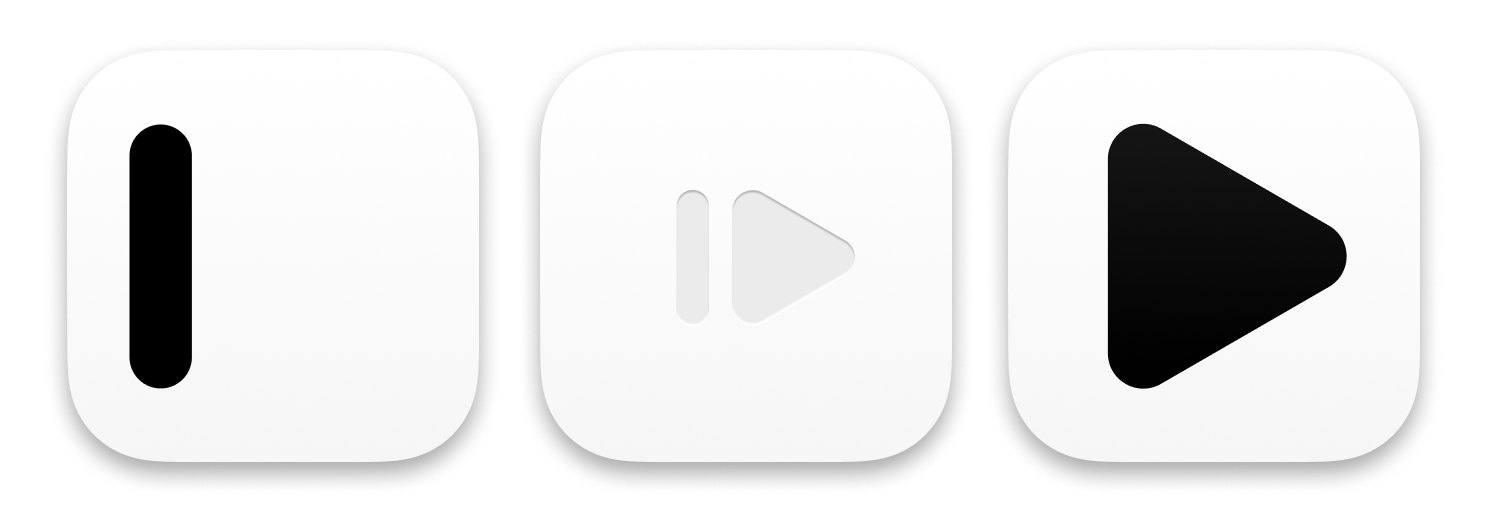 3 icons: "i" as a caret for Writer, a play icon for Presenter