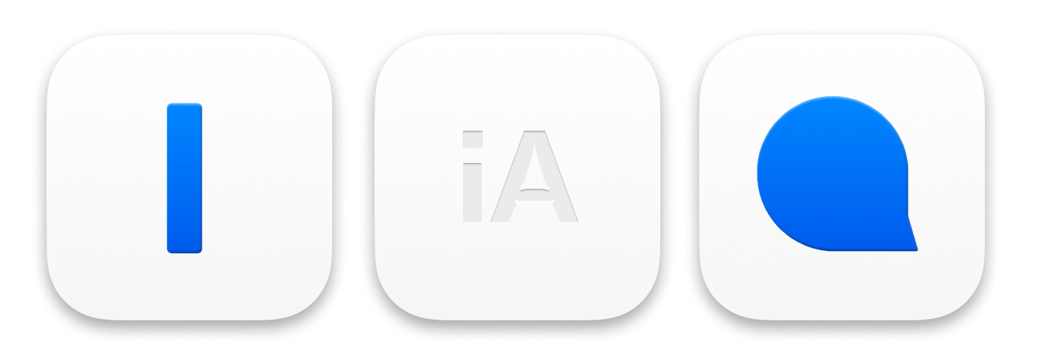 3 iA icons, splitting of "i" and "A" into separate icons