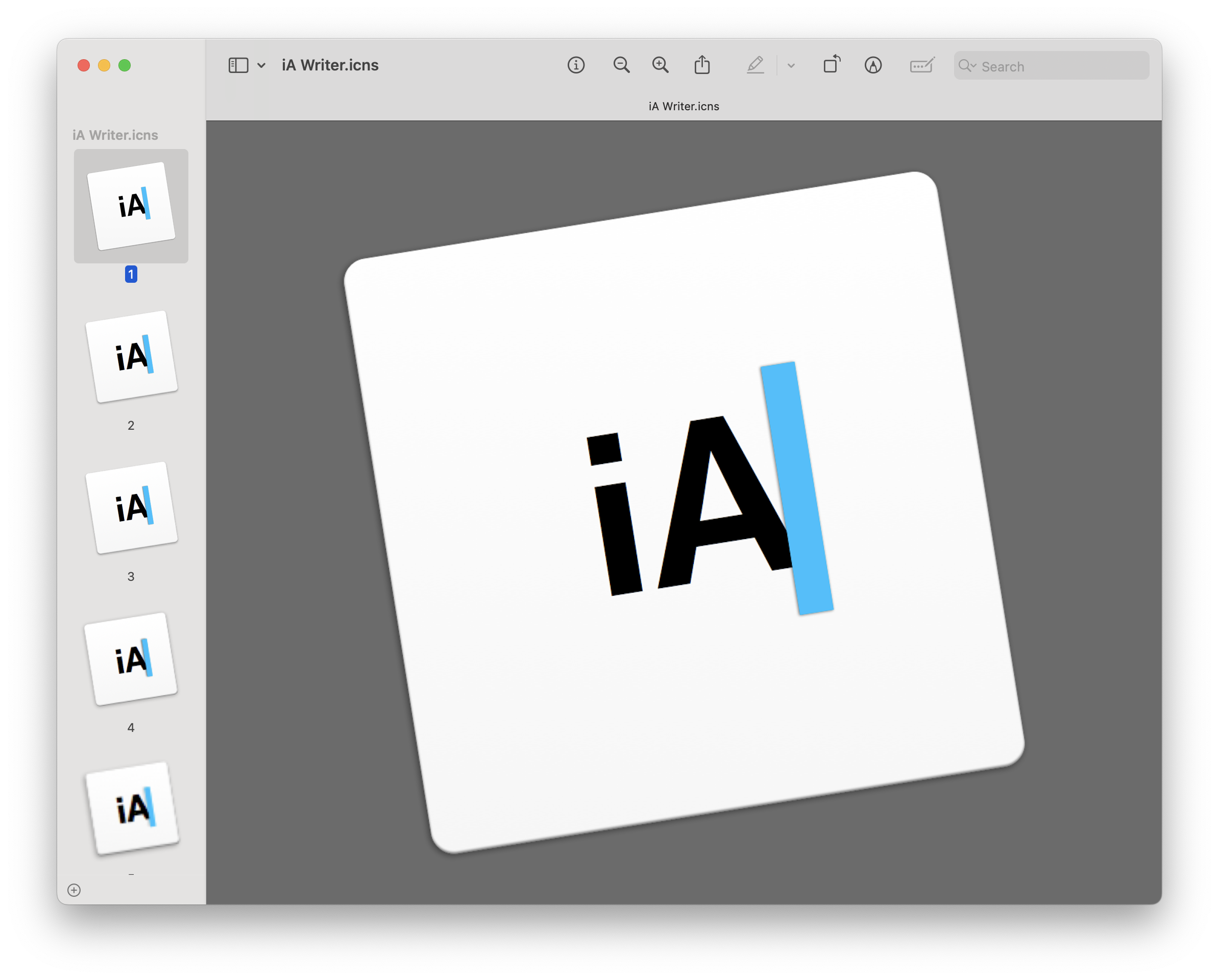 iA Writer icon as radically redesigned in July 2015