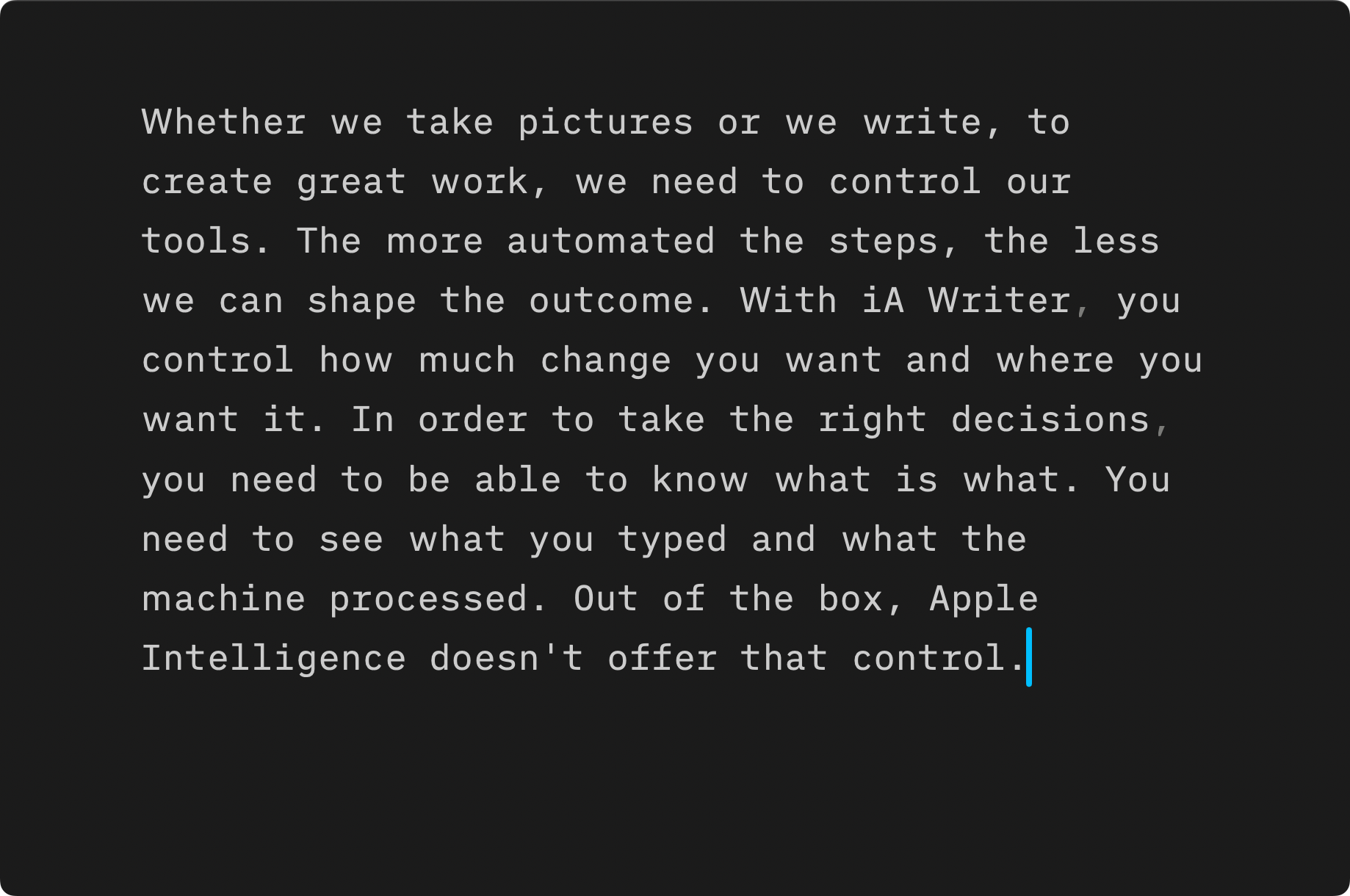 Screenshot of iA Writer’s Editor with a text