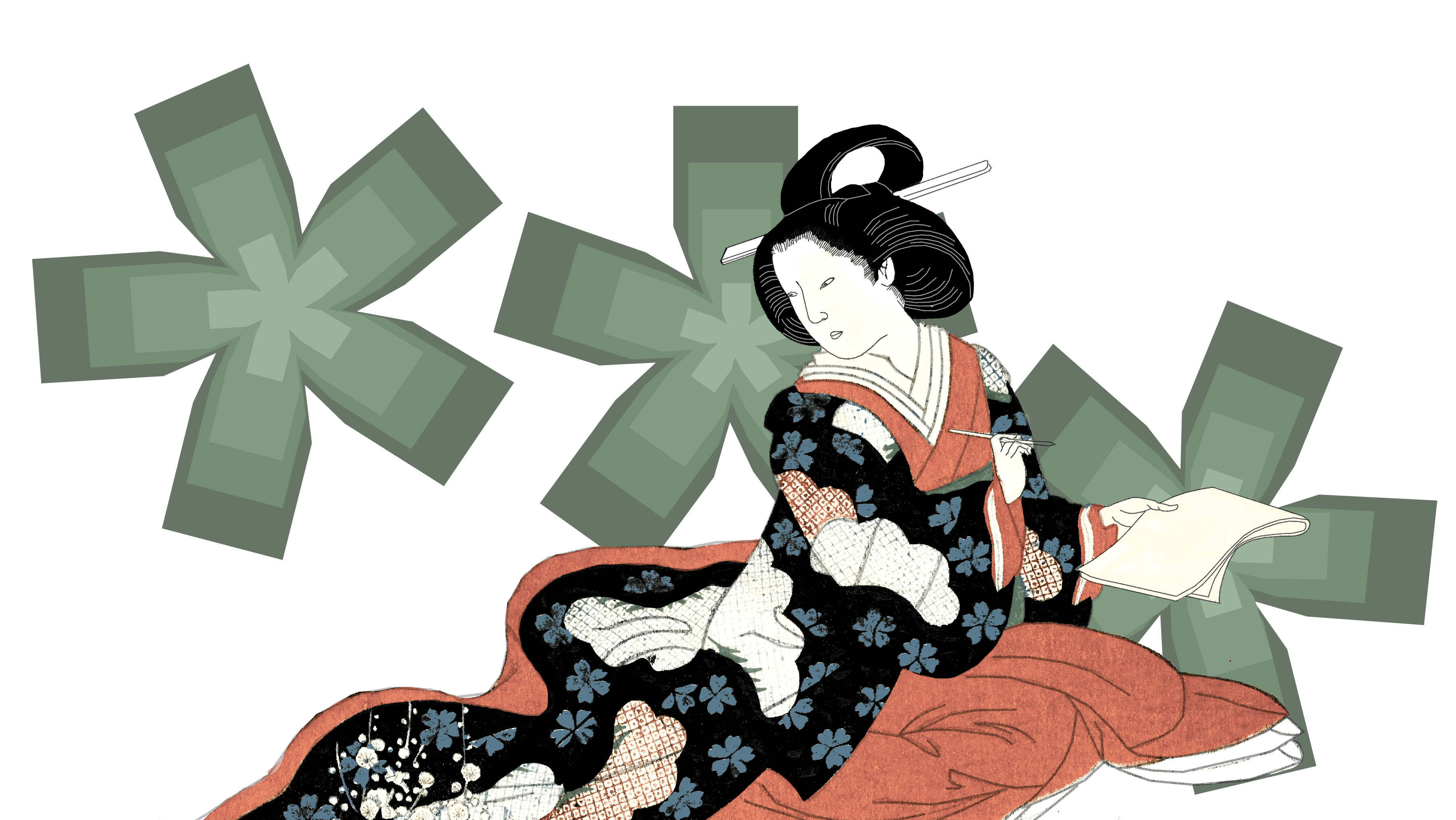 Japanese woman writing asterisk