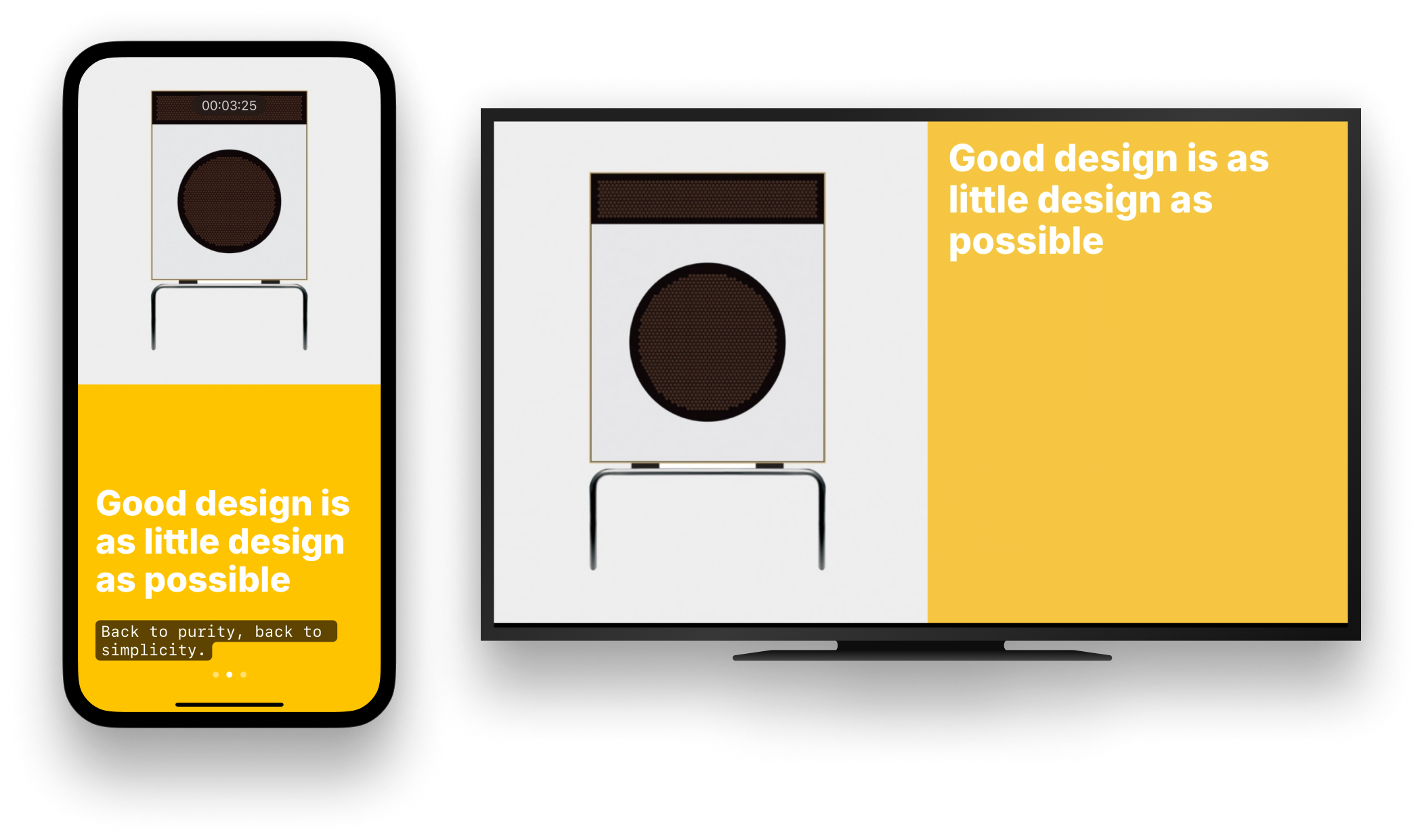 Screenshot of a presentation with speaker notes shown on an iPhone and the slides on an external display.