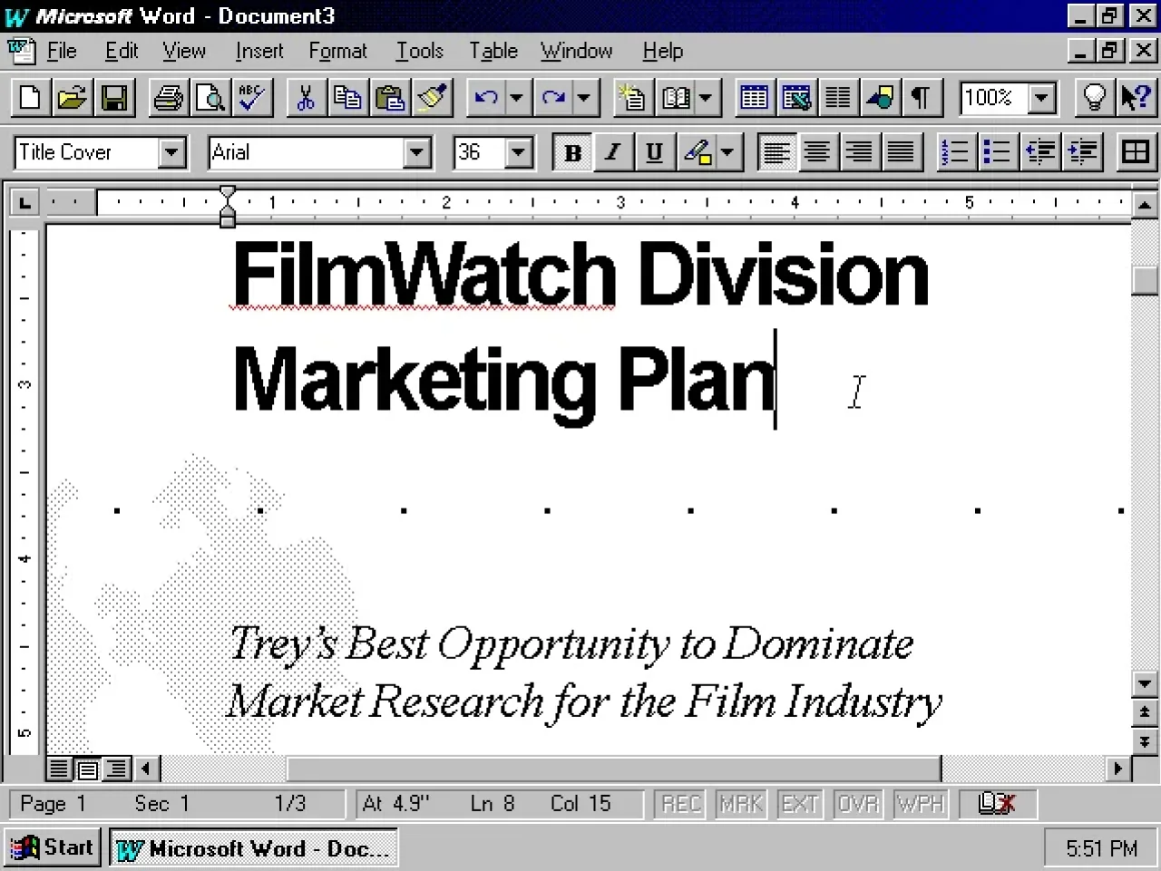 MS Word app screen circa 1995