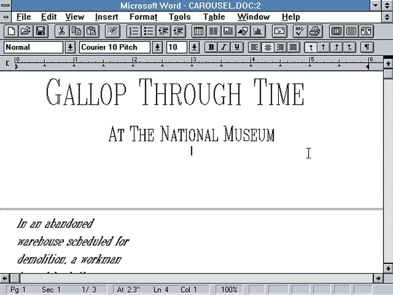 MS Word for Windows 2. 1991