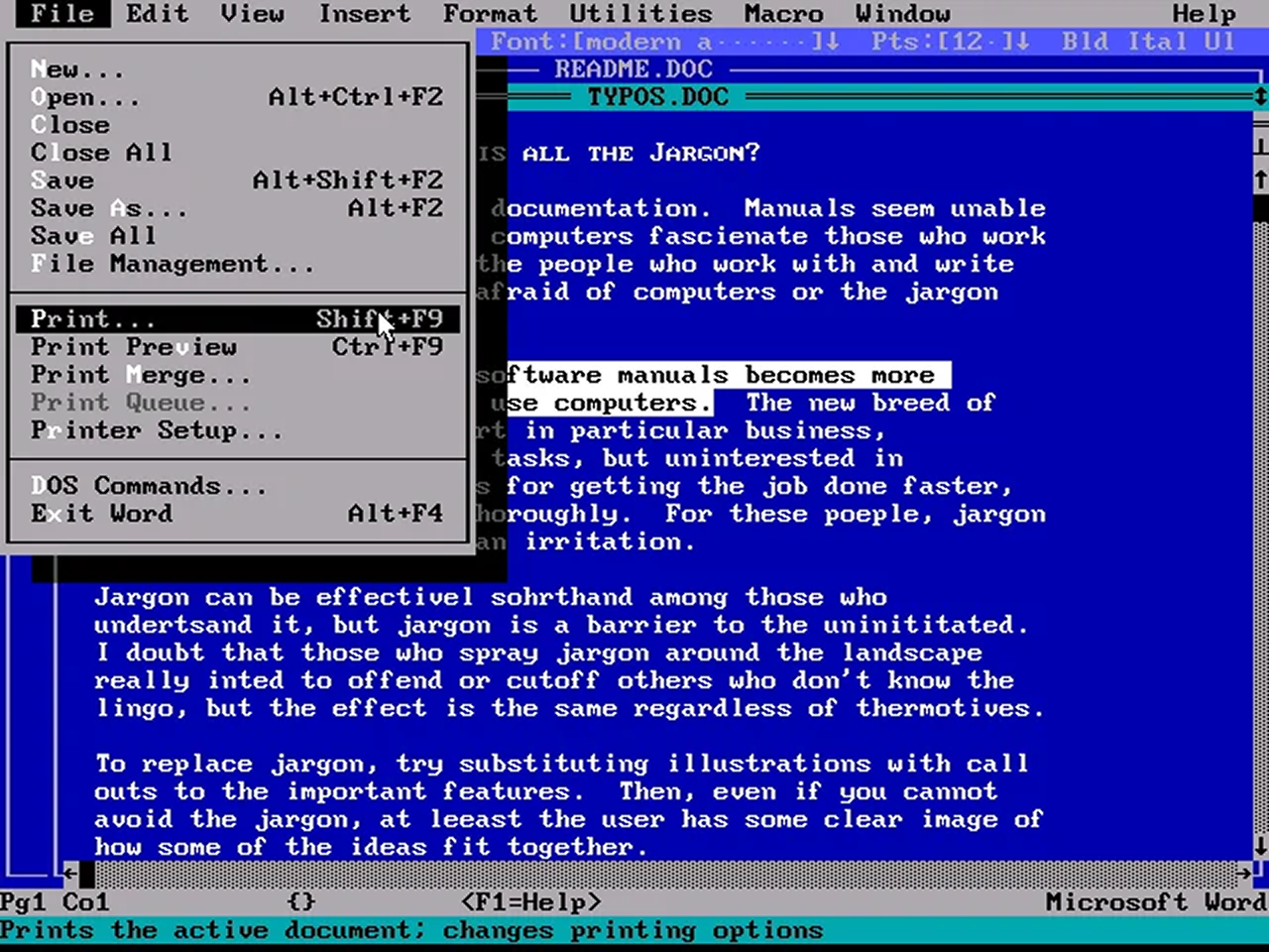 MS Word 5.0 for DOS 1989