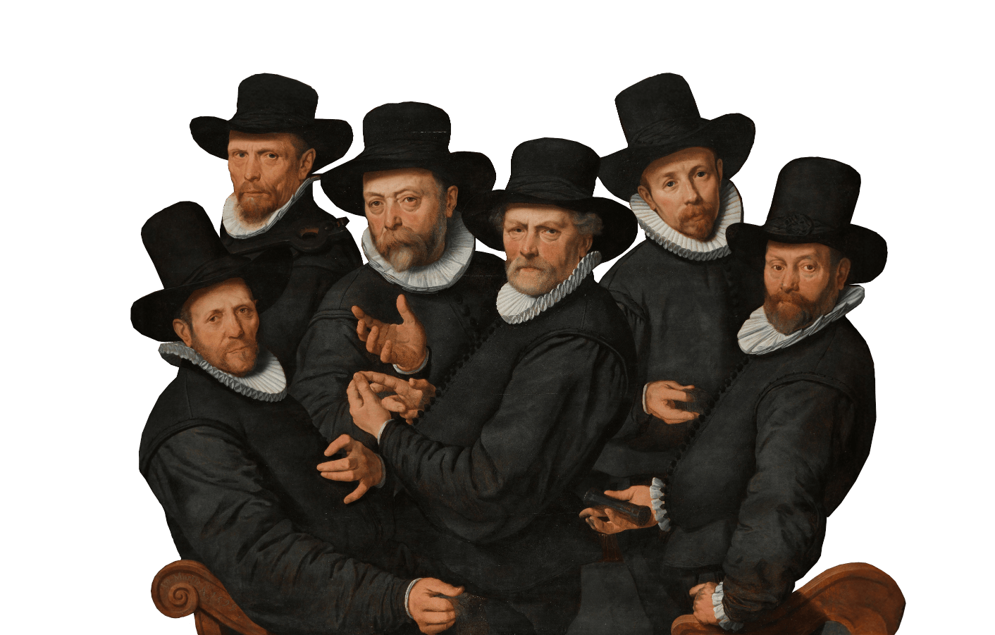 a group of men in hats making hand gestures