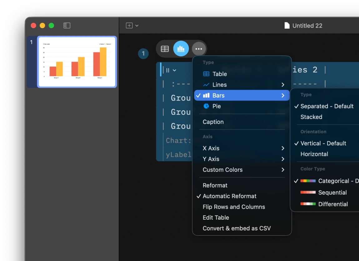 Edit tables in iA Presenter