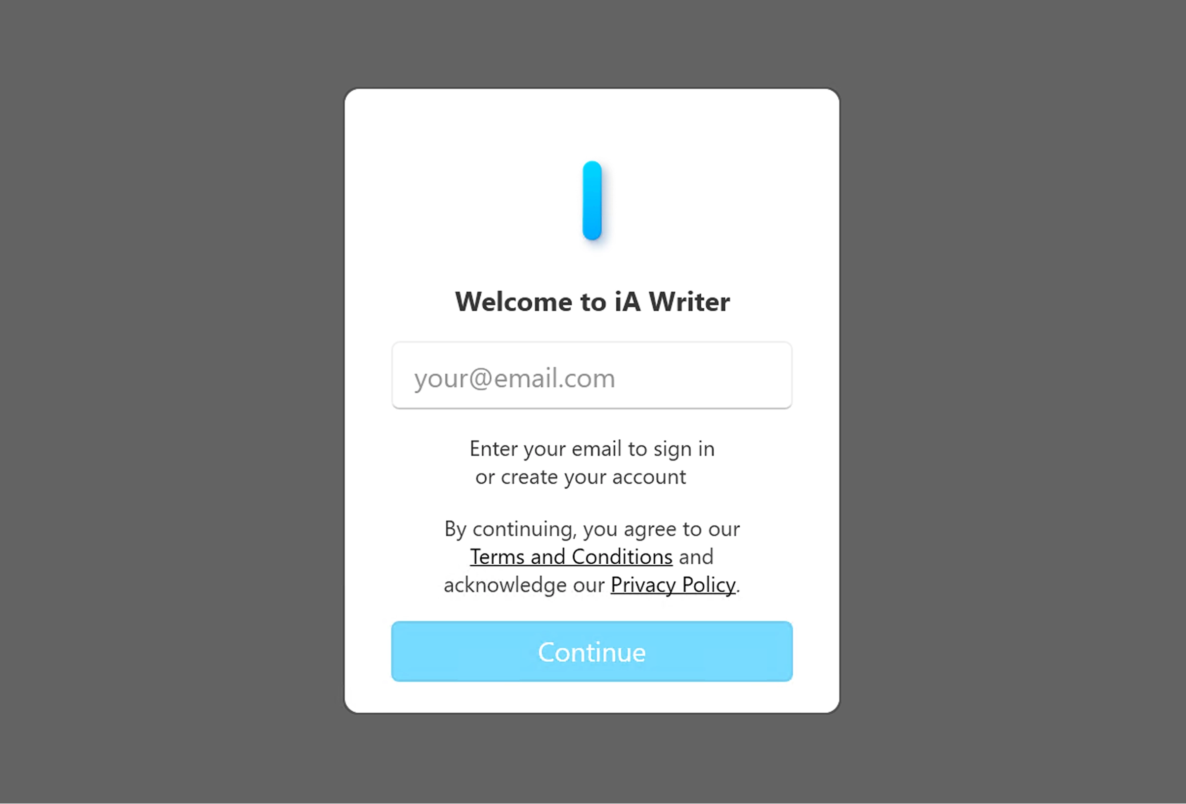 Welcome to Writer sign in screen
