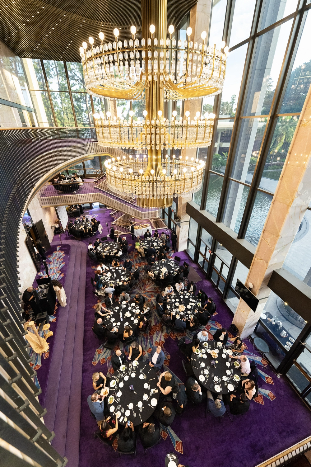 The IDEA dinner viewed from above, with designers gathered around tables
