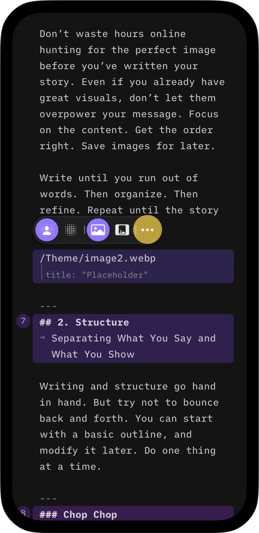 Some image control is possible from the floating menu on the top of the images