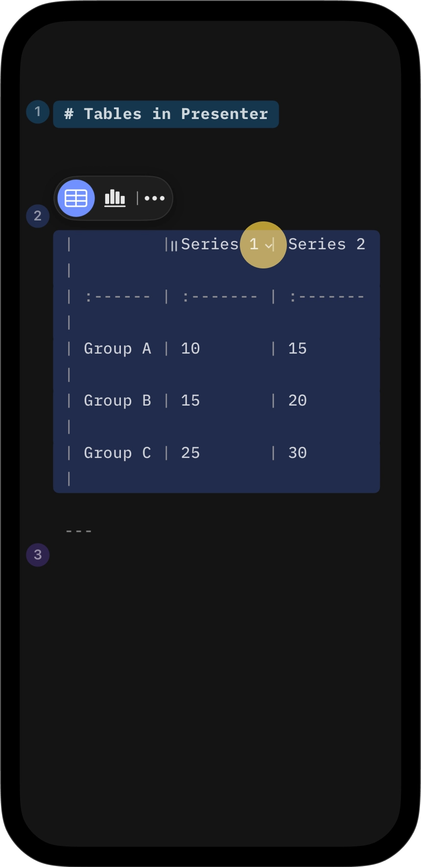 Click inside the top row to get another context menu appearing