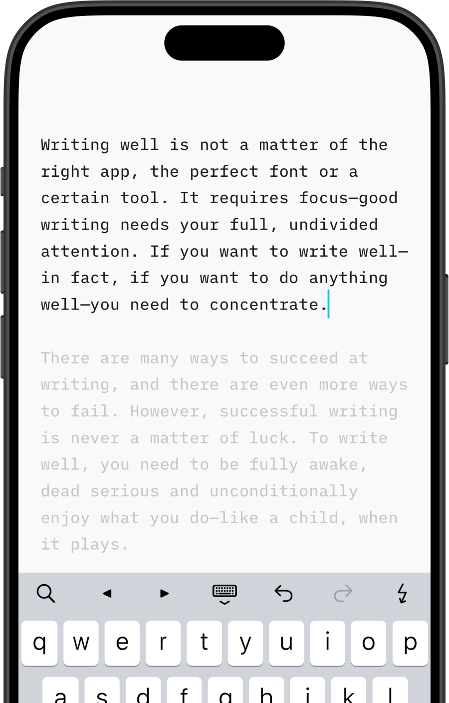 iA Writer im Fokusmodus